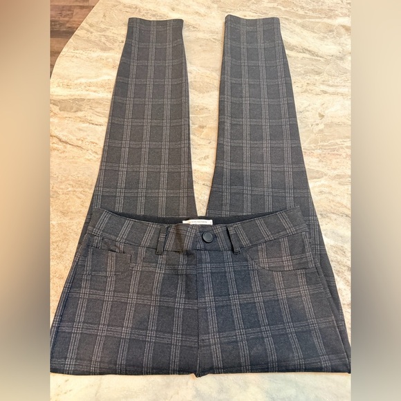 Westbound Pants - Westbound Slim Factor Fit Gray Plaid Trouser Pants Stretch Straight Leg Work S